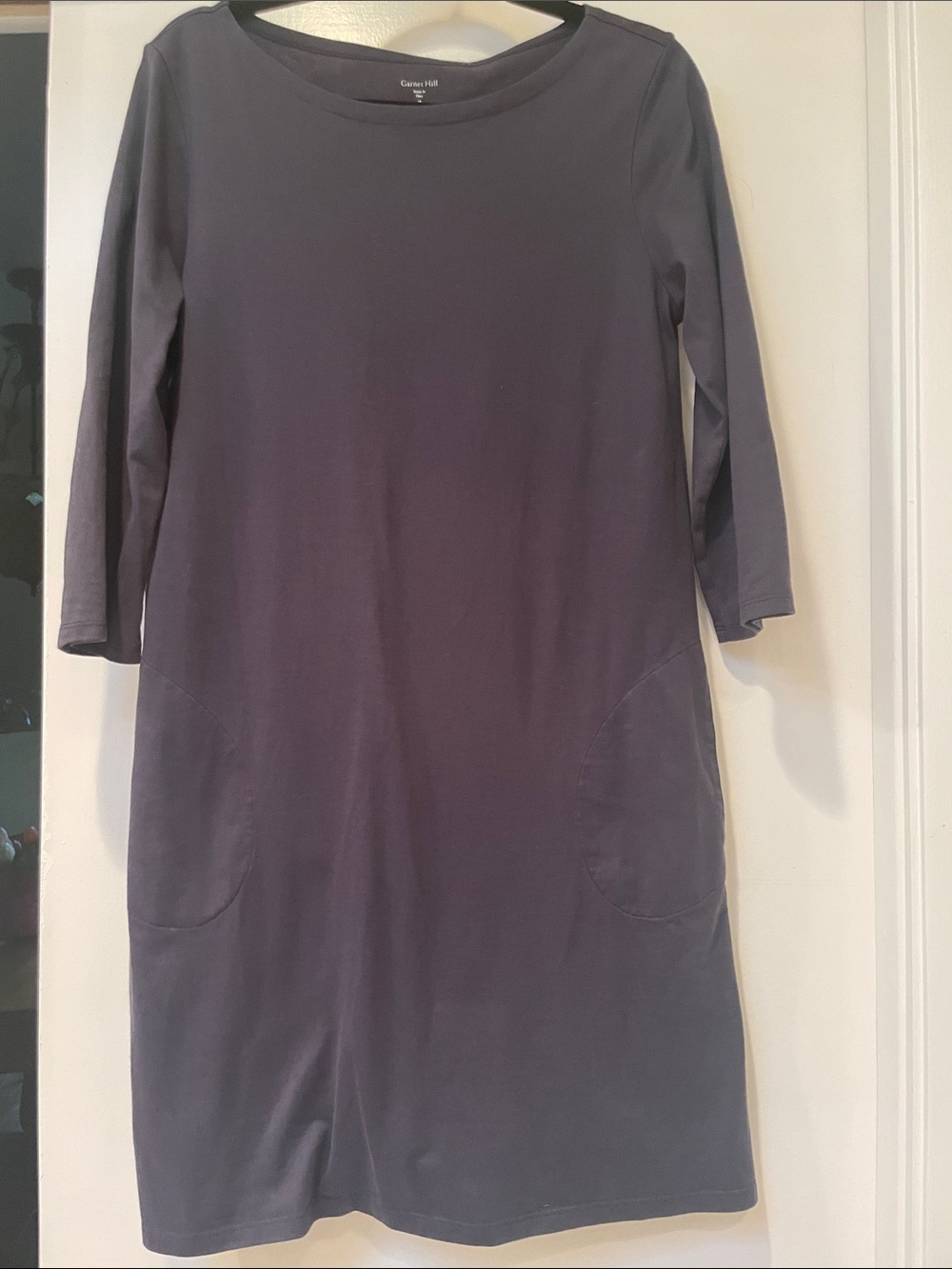 Garnet Hill Charcoal Long-Sleeve Shift Dress with Pockets